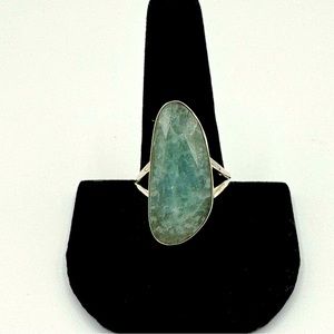Natural faceted aquamarine 925 sterling. Size 9.5
